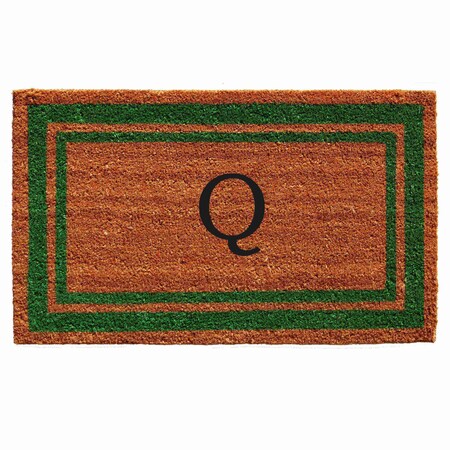 Monogram Door Mat, Natural, Green, 18 in W x 30 in L